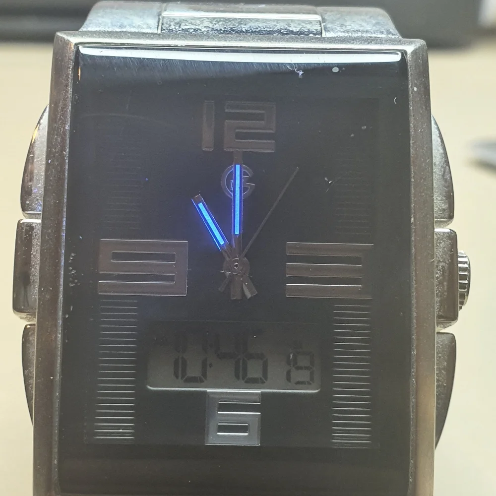 10/$20 George Silver/Black Stainless Steel Analog/Digital Men's Tank Watch
